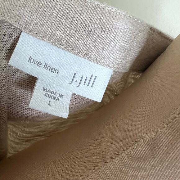 J. Jill Love Linen Top Large Womens Beige Sequin Embroidered Bohemian Boat Neck - Picture 7 of 9